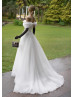 Off Shoulder Ivory Organza Twist Elegant Wedding Dress